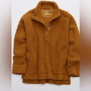 Aerie Cloud Sherpa Oversized Button Pullover (Pod) - Size Large